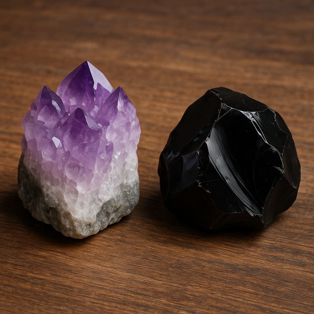 Ametyst a čierny obsidián