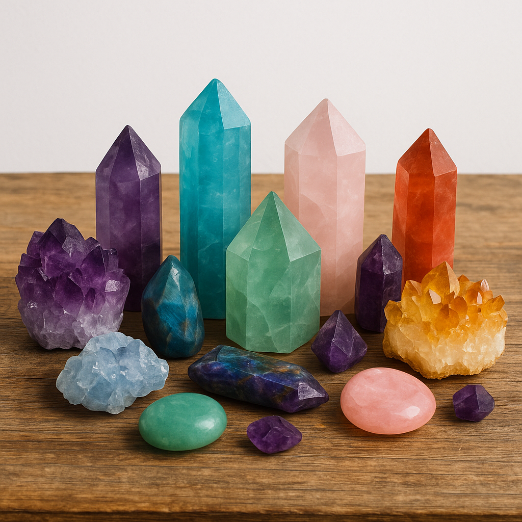 Kolekcia rôznych krištálov